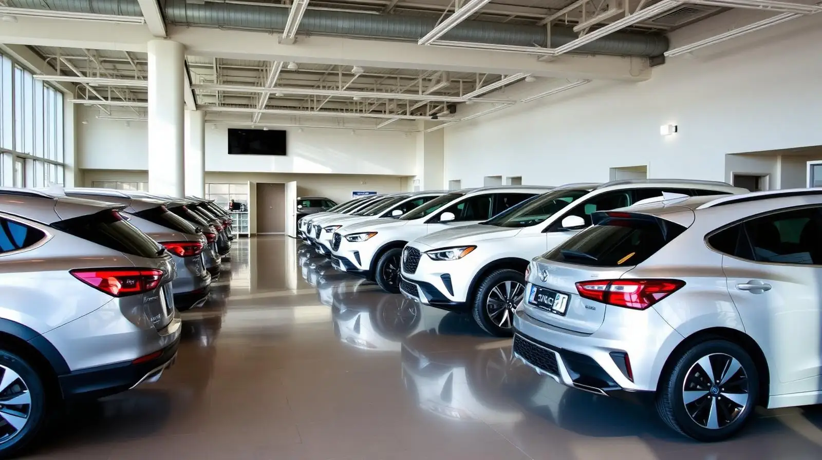 Fleet of clean loaner vehicles ready for pickup