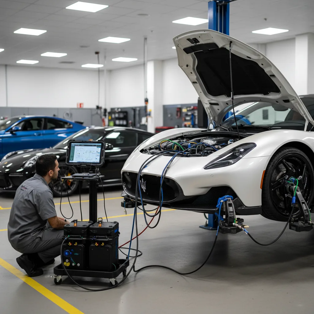 Car diagnostic service inspection at Car Geeks Collision in Hollywood, Florida