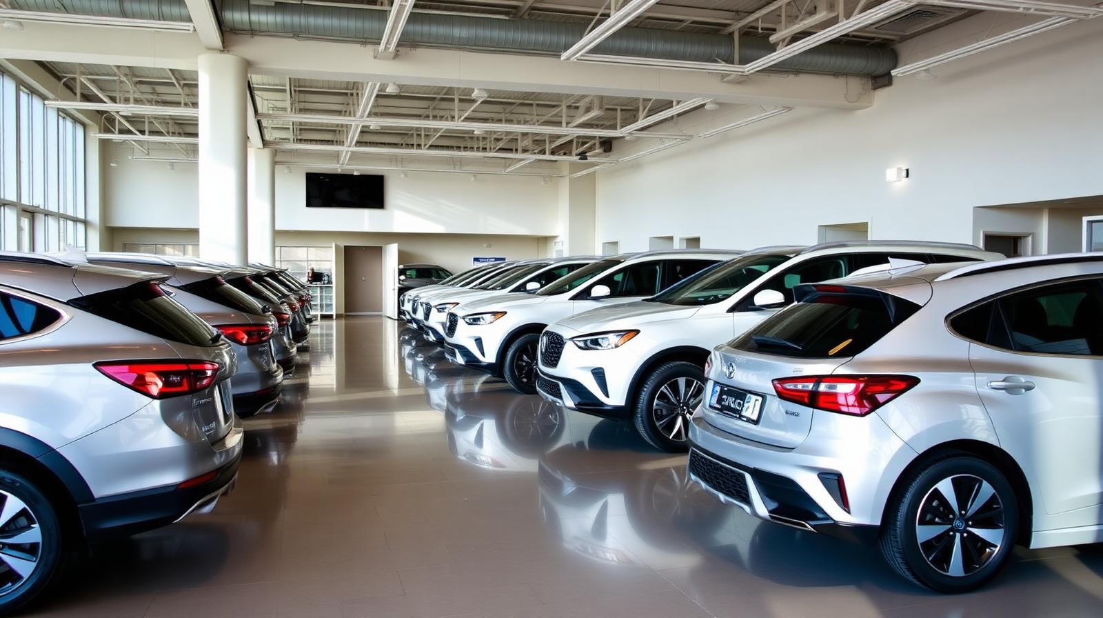 Fleet of clean loaner vehicles ready for pickup