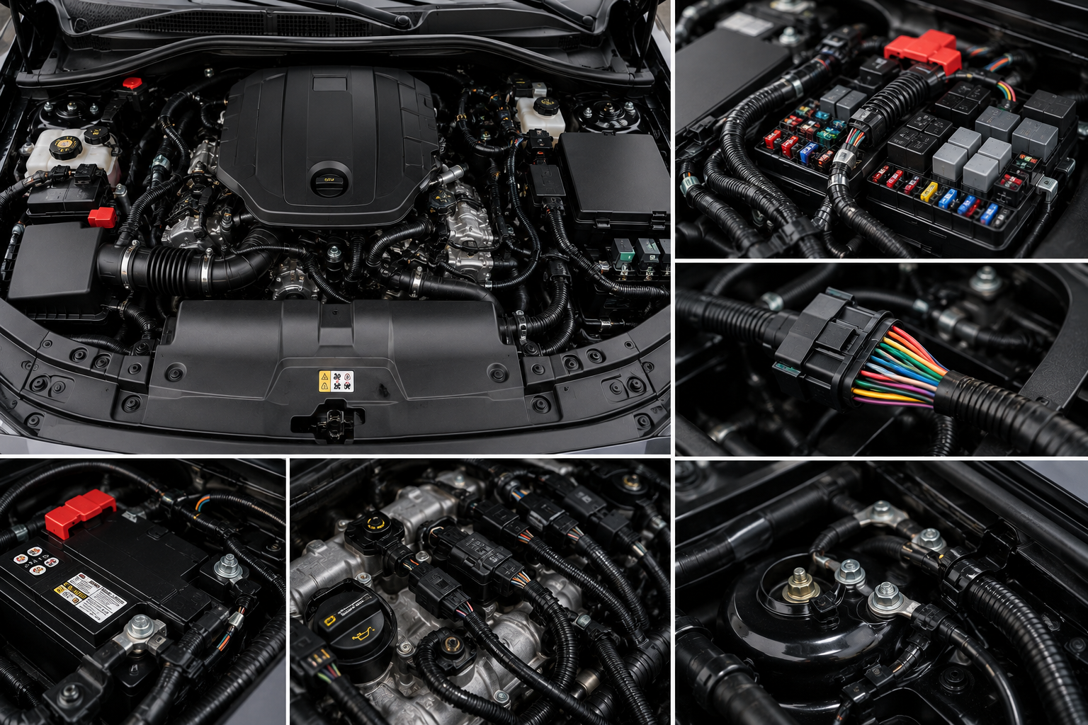Repaired electrical system with restored wiring harnesses and connectors